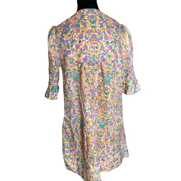 VINTAGE Floral Tent Dress Bow Flounce Sleeve Knee Length Mod 60’s Size Small - Picture 10 of 10